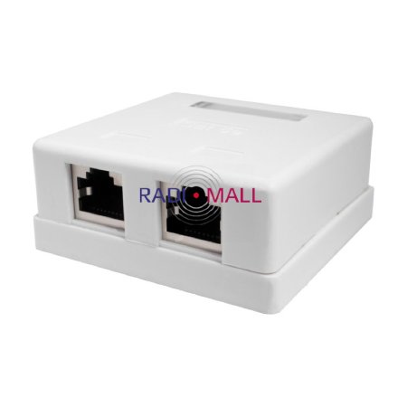 Розетка настенная RJ-45, 8P8C, Cat.5e, 2 порта, FTP (10-0308)
